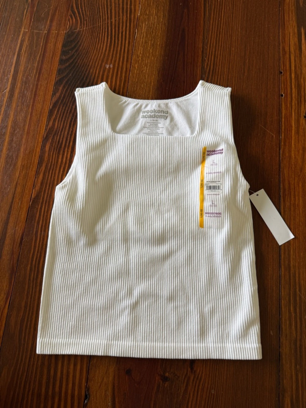 Kids White Ribbed Square-Neck Tank